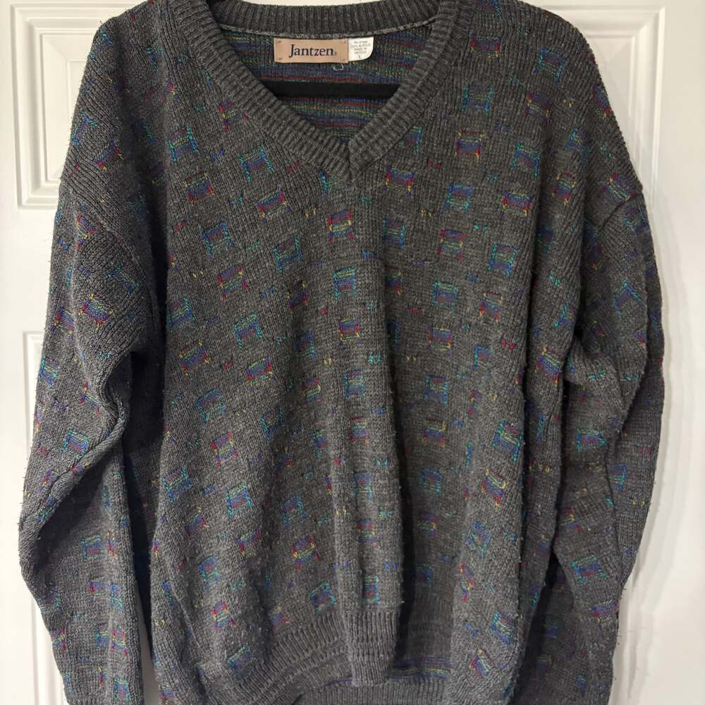 Vintage Acrylic V Neck Sweater